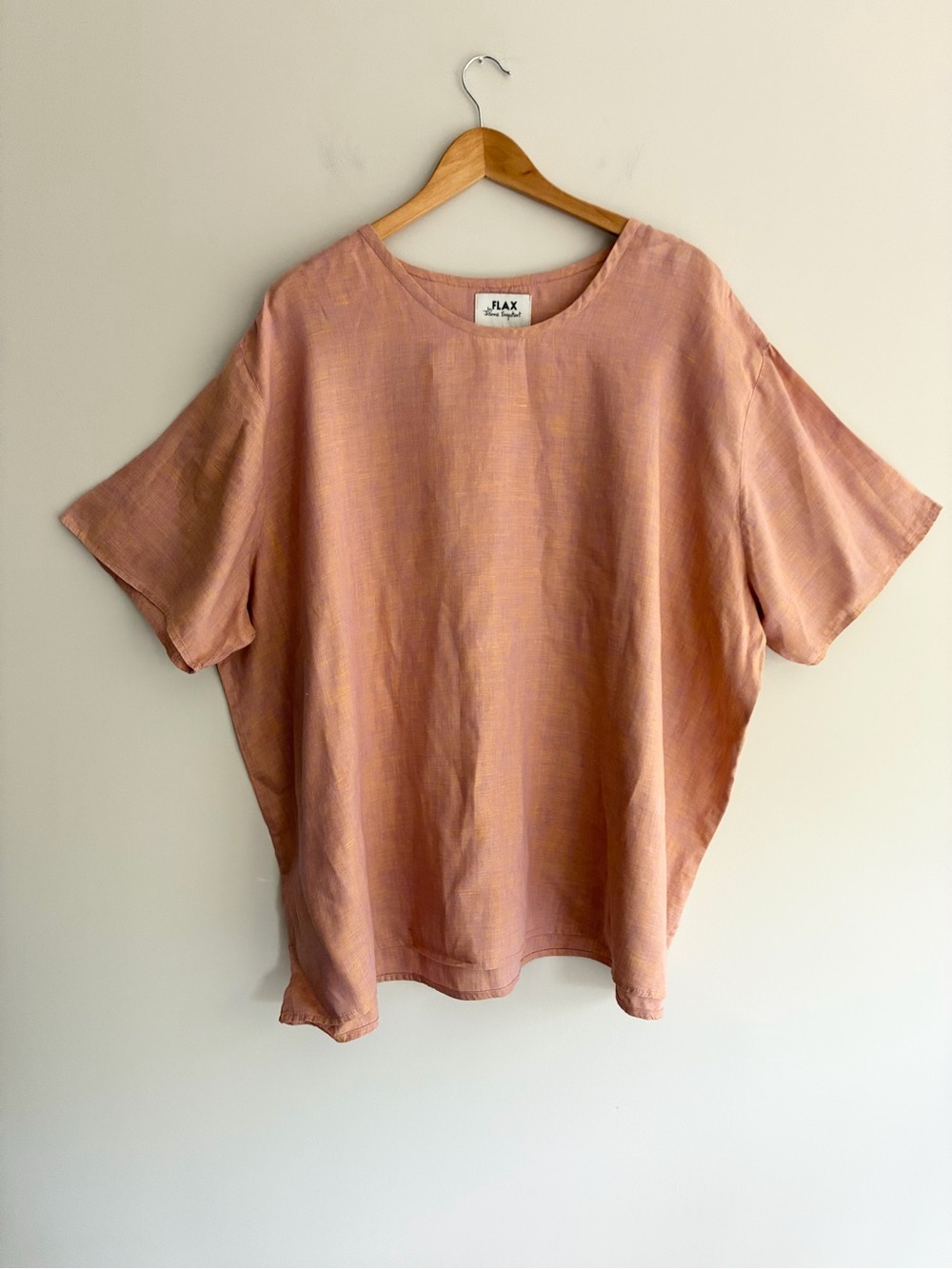 Flax by Jeanne Engelhart Lilac Orange Short-Sleeve Linen Tee 3XL